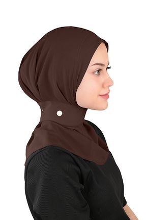روسری قهوه ای کرپ Ecardin - کد 861951034