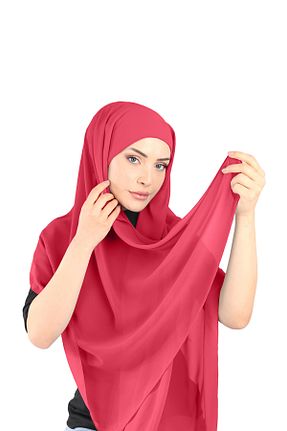 روسری صورتی شیفون Ecardin - کد 861951837