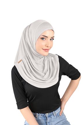 روسری طوسی پنبه ای Ecardin - کد 861951298