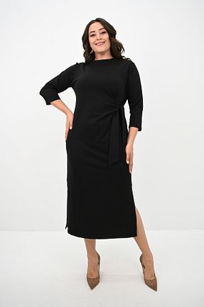 لباس سایز بزرگ مشکی زنانه پلی استر Koza Butik - کد 861953297