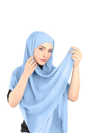 روسری آبی شیفون Ecardin - کد 861951361