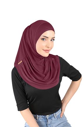 روسری زرشکی پنبه ای Ecardin - کد 861951180
