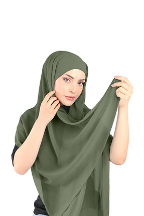 روسری خاکی شیفون Ecardin - کد 861951231