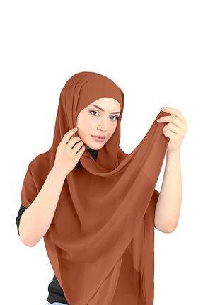 روسری نارنجی شیفون Ecardin - کد 861951326