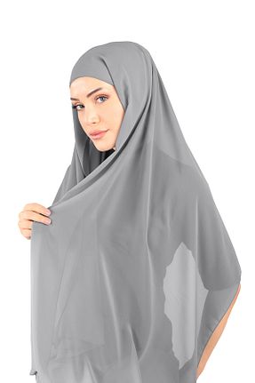 روسری طوسی شیفون Ecardin - کد 861951266