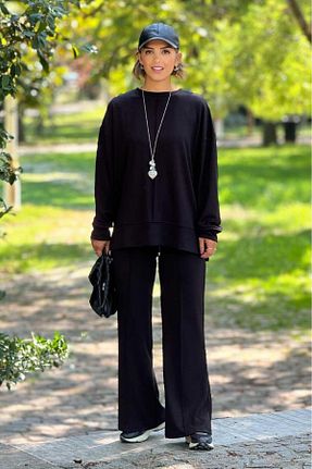 ست بالاتنه و پائین تنه مشکی زنانه بافتنی Nevin Kaya Moda - کد 861956162