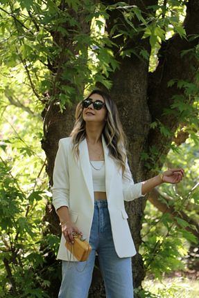 کت بلیزر سفید زنانه بافتنی bytugcekaya - کد 846319748