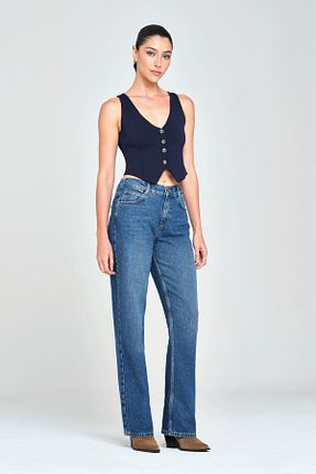 شلوار جین آبی زنانه پاچه گشاد Pantamo Jeans - کد 861962319