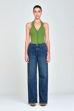 شلوار جین سرمه ای زنانه پاچه ساده Pantamo Jeans - کد 861962316