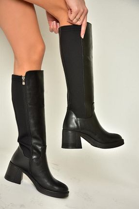 چکمه مشکی زنانه چرم مصنوعی Fox Shoes - کد 860198448