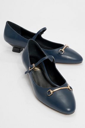 کفش پاشنه بلند کلاسیک سرمه ای زنانه چرم مصنوعی luvishoes - کد 861972157