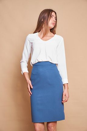 دامن آبی زنانه پنبه ای Jument - کد 782361159