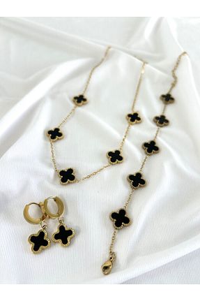 ست استیل طلائی زنانه 2 تایی Uzay Accessories - کد 856765116