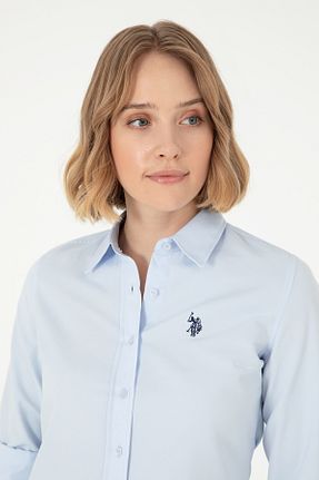 پیراهن آبی زنانه یقه پیراهنی U.S. Polo Assn. - کد 242437117