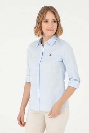 پیراهن آبی زنانه یقه پیراهنی U.S. Polo Assn. - کد 242437117