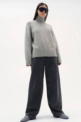 پلیور طوسی زنانه ساده H&M - کد 858376050