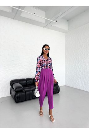 شلوار بنفش زنانه بافتنی OUZ Fashion - کد 861967737