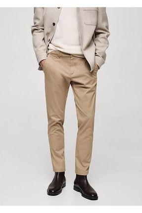 شلوار بژ مردانه الاستین MANGO Man - کد 856998192