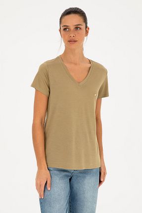 تیشرت سبز زنانه یقه هفت U.S. Polo Assn. - کد 833022420