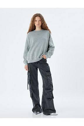 سوئیشرت طوسی زنانه ساده Koton - کد 847013192