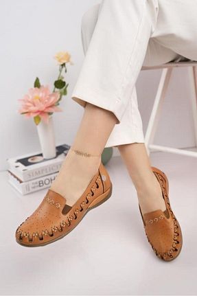 کفش کژوال قهوه ای زنانه چرم خالص Mammamia - کد 862032063