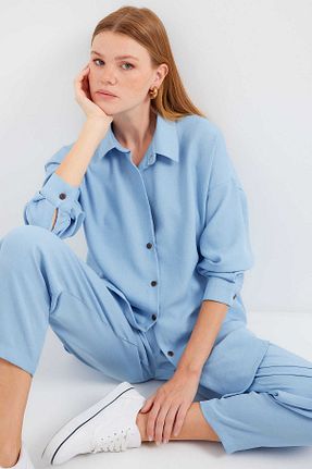 ست بالاتنه و پائین تنه آبی زنانه بافتنی Zübeyde Sayın - کد 862045632