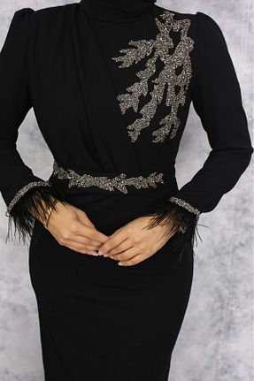 لباس مجلسی حجاب مشکی زنانه یقه ایستاده marwella - کد 862075630