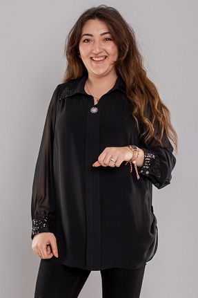 بلوز سایز بزرگ مشکی زنانه سایز بزرگ DEE