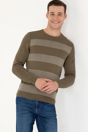 پلیور خاکی مردانه ساده U.S. Polo Assn. - کد 834787299