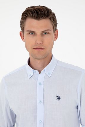 پیراهن آبی مردانه یقه پیراهنی U.S. Polo Assn. - کد 833114543