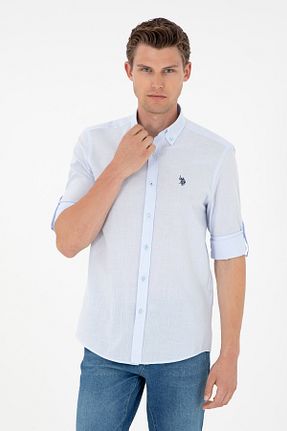 پیراهن آبی مردانه یقه پیراهنی U.S. Polo Assn. - کد 833114543
