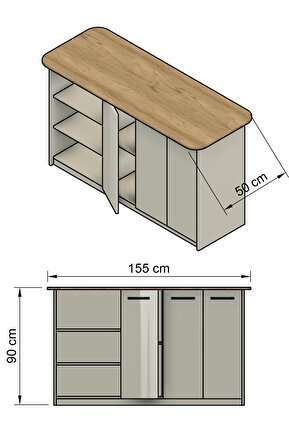کابینت چند منظوره سفید 50 سانتی متر Mionte Flat-Pack - کد 845127078