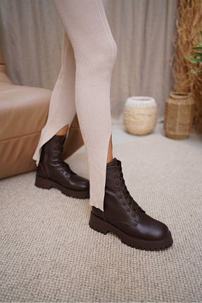 بوت / نیم بوت قهوه ای زنانه چرم خالص ECENİN BUTİĞİ - کد 362206621
