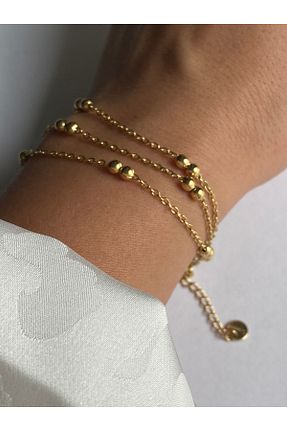 دستبند استیل (فولاد) طلائی زنانه استیل ضد زنگ Lucios - کد 862097049