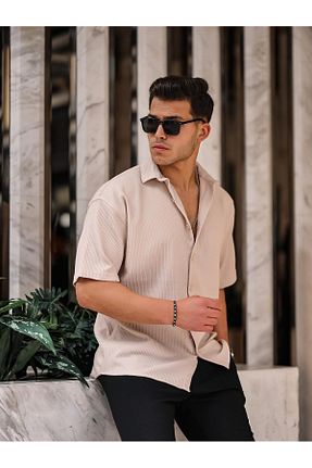 پیراهن بژ مردانه یقه پیراهنی Valiberta - کد 738038463