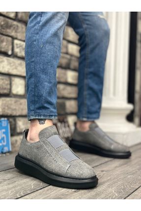 کفش اسنیکر طوسی مردانه بند دار MehLey - کد 885059770