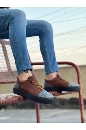 کفش اسنیکر قهوه ای مردانه بند دار BESKAR - کد 824659615