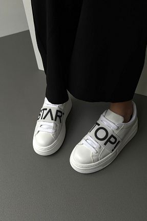 کفش اسنیکر سفید زنانه بند دار Mupa Shoes - کد 813015026