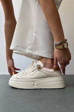 کفش اسنیکر بژ زنانه بند دار Mupa Shoes - کد 833680492