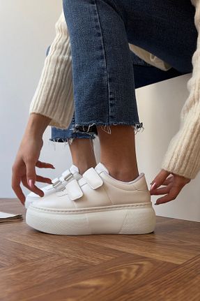 کفش اسنیکر سفید زنانه بدون بند Mupa Shoes - کد 807249239