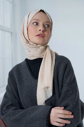 شال بژ زنانه پنبه ای Modakaşmir - کد 812004391
