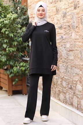 ست بالاتنه و پائین تنه حجاب مشکی زنانه رگولار Esilanur - کد 676221080