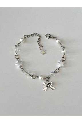 دستبند جواهر سفید زنانه منجق sleyshop - کد 862184872