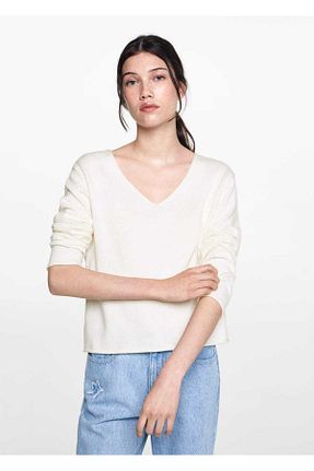 پلیور سفید زنانه ساده MANGO Teen - کد 847044787