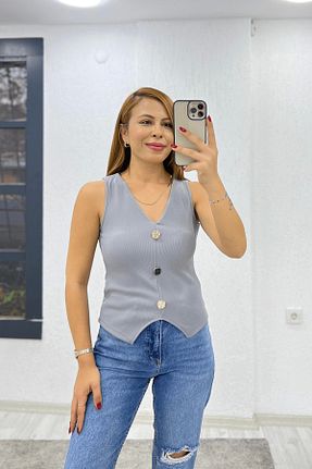 بلوز طوسی زنانه ساده İrka Moda - کد 862192118