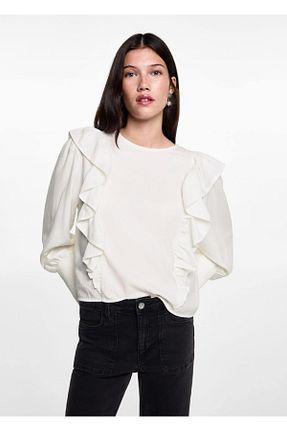 بلوز سفید زنانه ساده MANGO Teen - کد 856076124