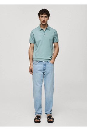 تیشرت فیروزه ای مردانه اسلیم فیت MANGO Man - کد 834500551