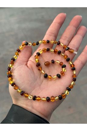 گردنبند جواهر رنگی زنانه سنگ KEHRİBAREVİ KARAMAN - کد 760818520