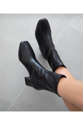 بوت / نیم بوت مشکی زنانه چرم مصنوعی YAKUPLAR - کد 862219730
