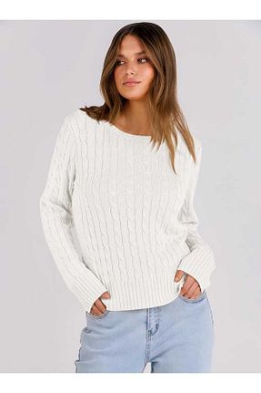 پلیور سفید زنانه ساده youknitwear you - کد 862217845
